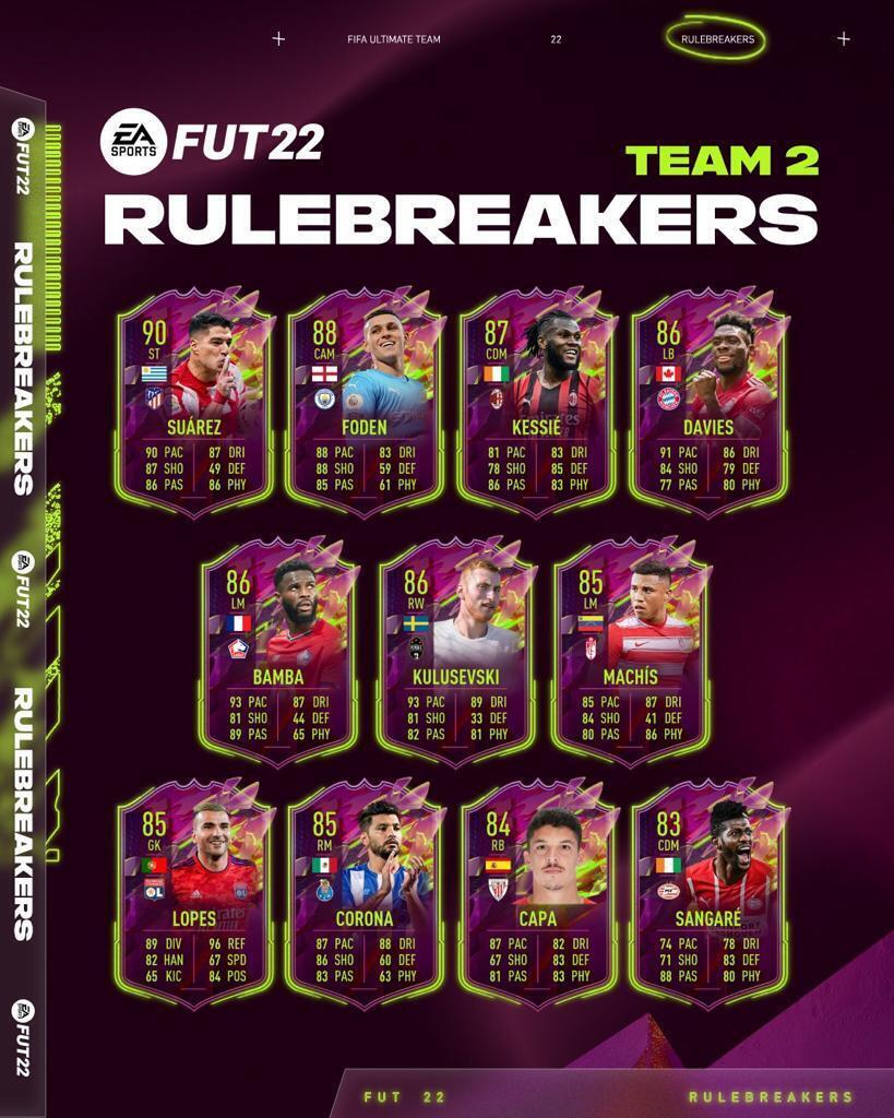 FIFA 22 lança segundo time dos “Rulebreakers”