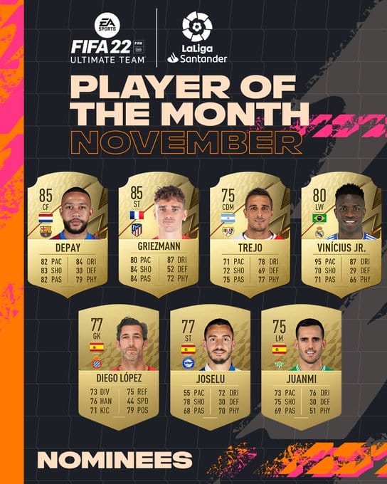 FIFA 22: confira os indicados ao POTM La Liga do mês de Novembro