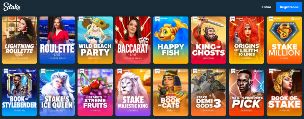 Tipos de jogos em Stake.com casino