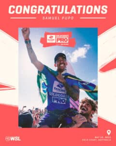 Gabriel Medina manda mensagem para Samuel Pupo após conquista na Gold Coast