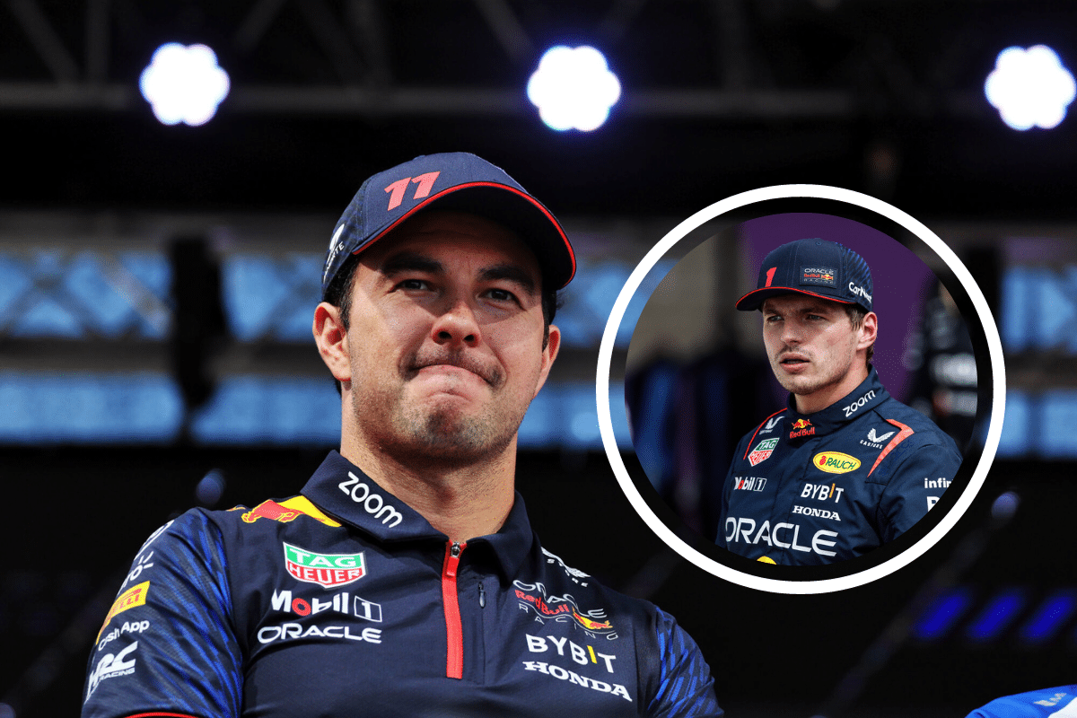 (Vídeo) Pérez deixa Verstappen no chão e faz GOLAÇO em evento de futebol