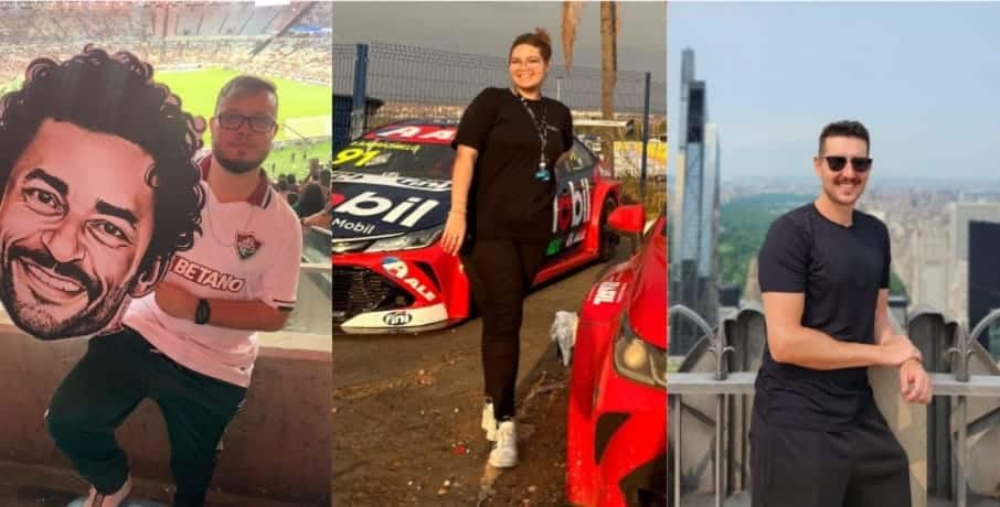 (Divulgação) Raphael de Souza [Fluminense], Maria Júlia Oliveira [Fórmula 1] e Raul Caetano Destefano [UFC]