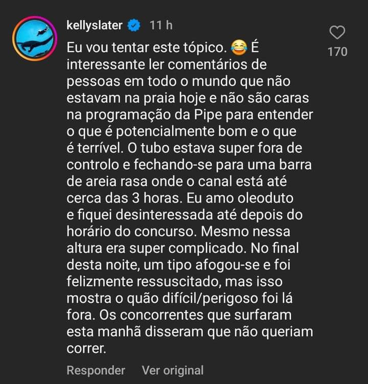 Kelly Slater defende WSL em day off e ídolo havaiano critica: “Circo de palhaços”