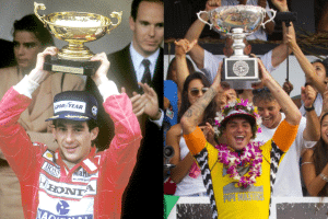 No panteão dos tricampeões mundiais, Gabriel Medina parabeniza Ayrton Senna