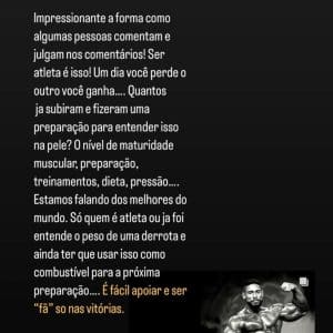 Mulher de Ramon Dino rebate críticas após Top 2 do Arnold Classic Ohio 2024: "Fã na vitória é fácil"