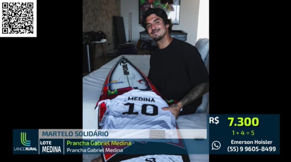 Medina, Italo, Yago, Scooby e Chumbo doam pranchas para leilão, veja os valores