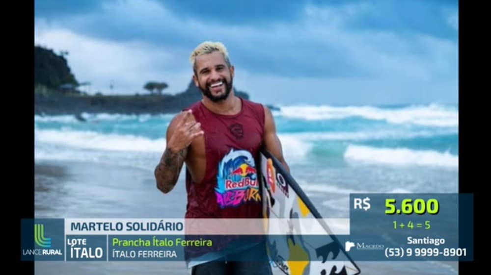 Medina, Italo, Yago, Scooby e Chumbo doam pranchas para leilão, veja os valores