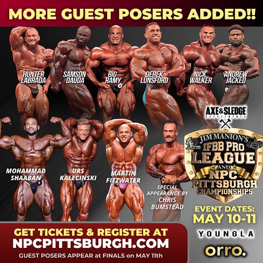 Ramon Dino, Cbum, Derek Lunsford, Francielle e outros gigantes estão confirmados no Pittsburgh Pro 2024