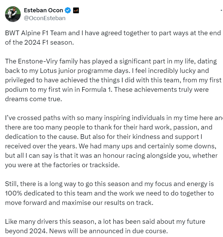 OFICIAL! Alpine define futuro de Esteban Ocon na F&oacute;rmula 1