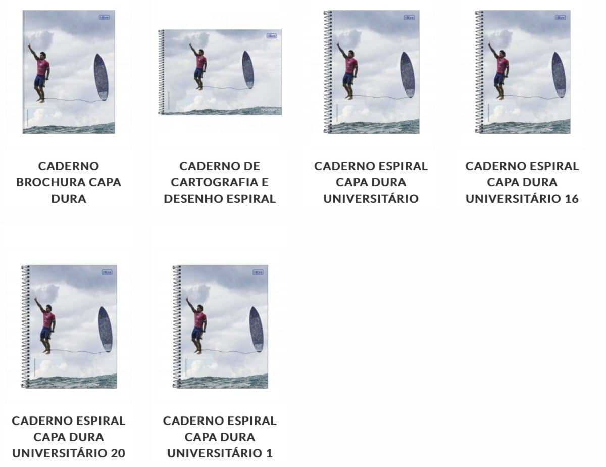 Caderno do Gabriel Medina: valores, edições disponíveis e quais contam com pôster