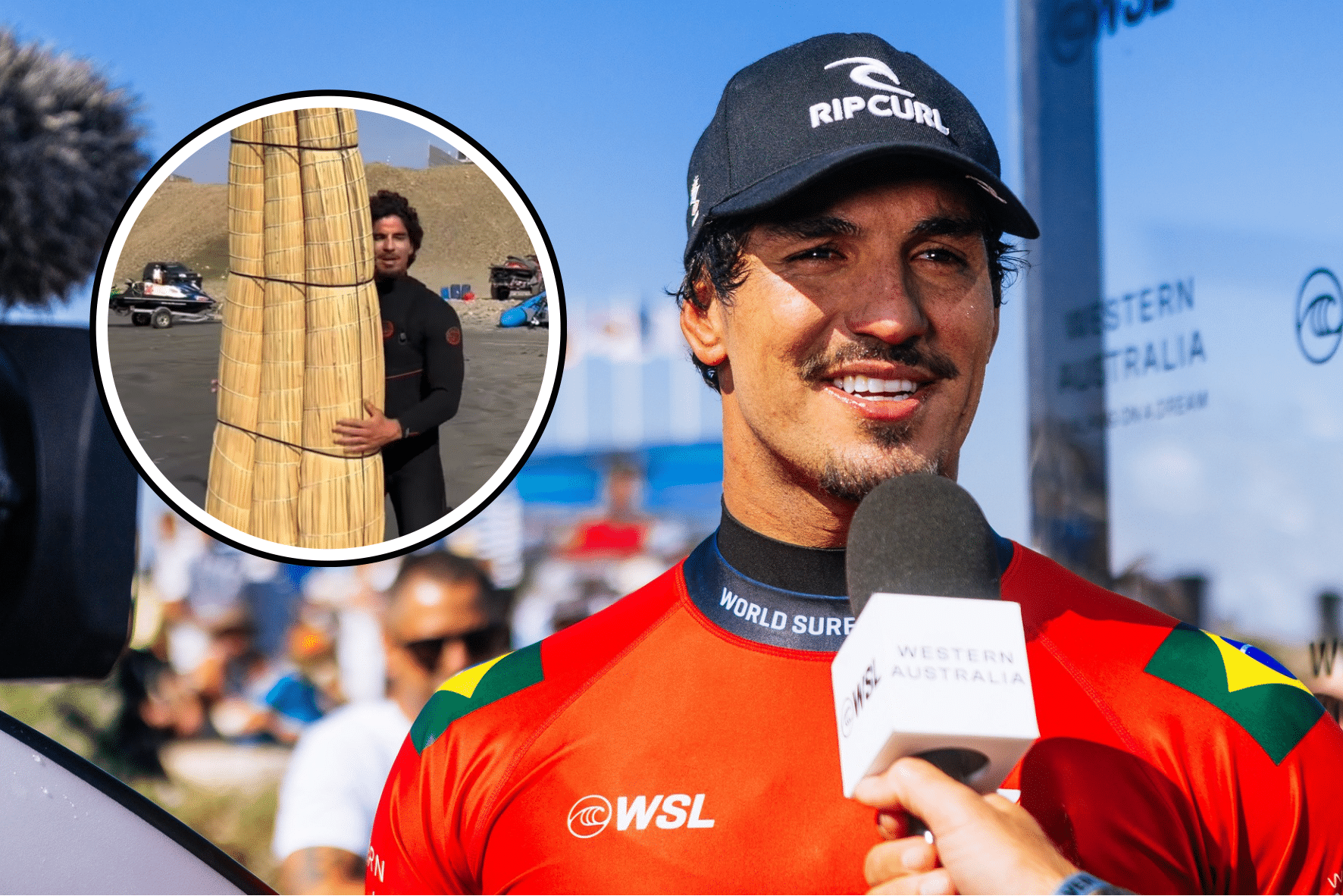 (Vídeo) Gabriel Medina surfa com ‘prancha’ ancestral no Peru