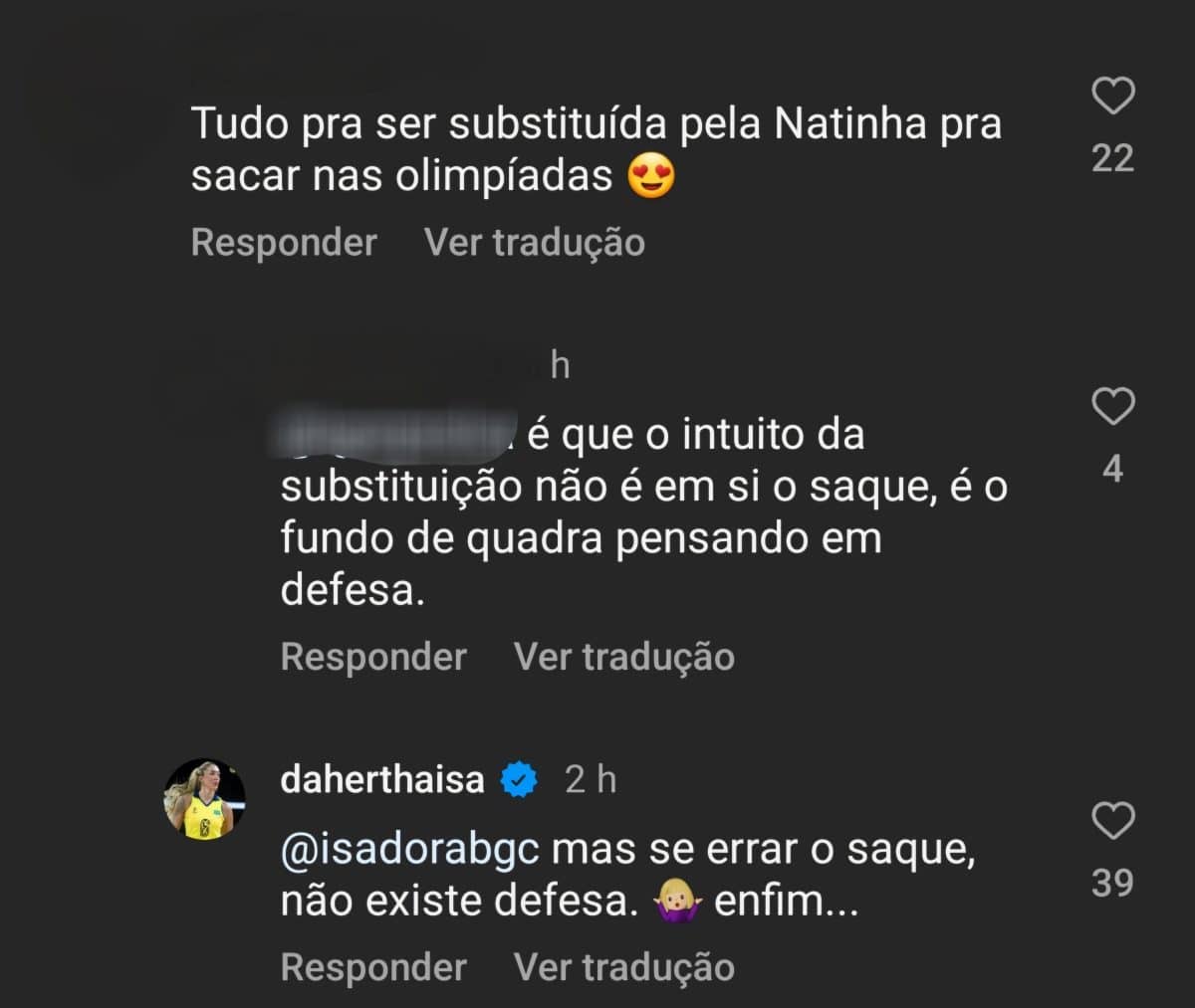 Thaísa causa polêmica nas redes sociais ao ironizar colega de Seleção Brasileira