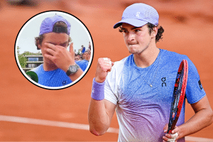 Chorando, João Fonseca se emociona após vitória em Roland Garros: “Muita pressão”
