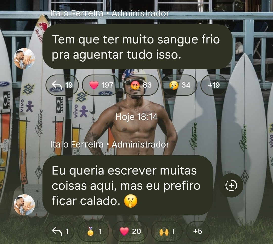 Italo Ferreira faz forte desabafo após eliminação: “Muito sangue frio para aguentar”