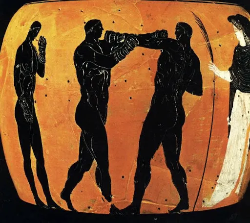 Registros pr&eacute;-hist&oacute;ricos de lutas com as m&atilde;os (Ancient Olympics)