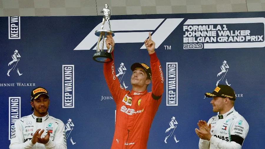 Chrales Leclerc primeira vit&oacute;ria na F&oacute;rmula 1 no GP da B&eacute;lgica