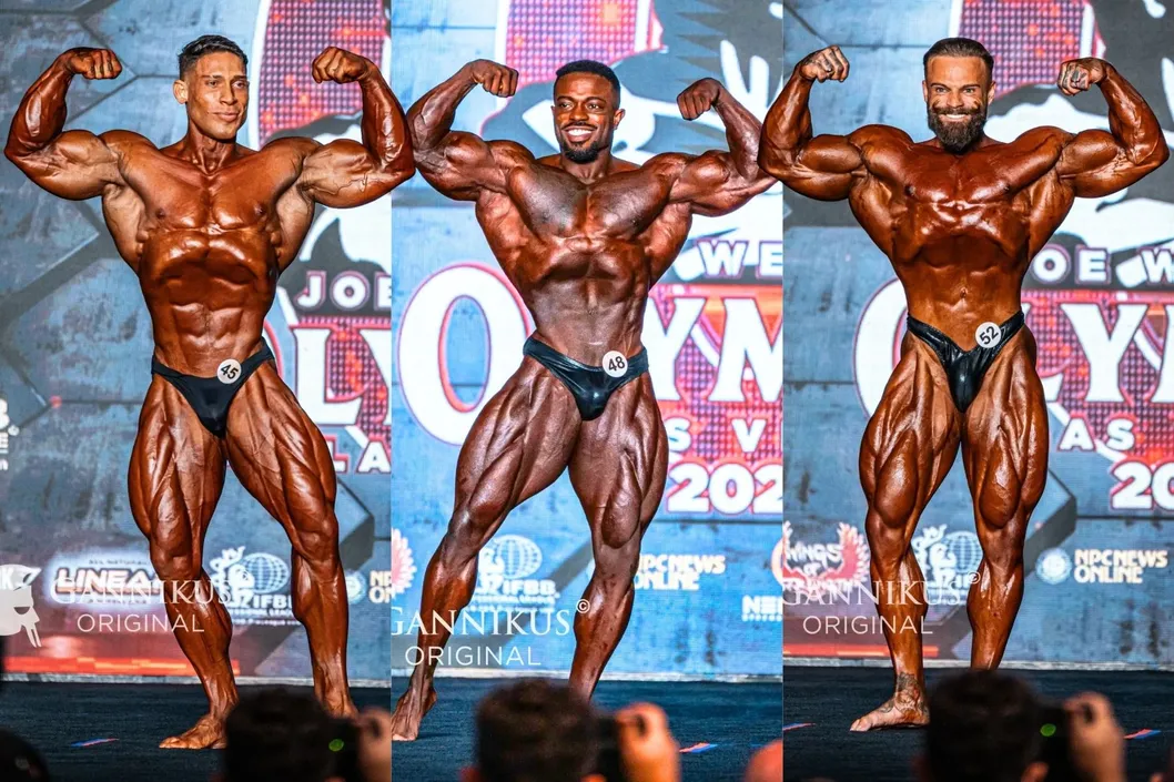 Ramon Dino x Ruff Diesel x Mike Sommerfeld - duplo bíceps de frente