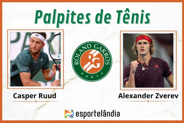 Palpites t&ecirc;nis: Casper Ruud x Alexander Zverev &ndash; 07/06 &ndash; Roland Garros