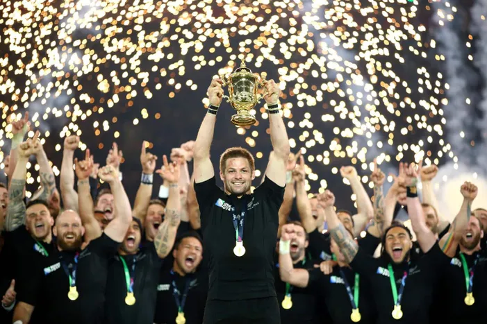 All Blacks comemora o título da Copa do Mundo de Rugby 2015