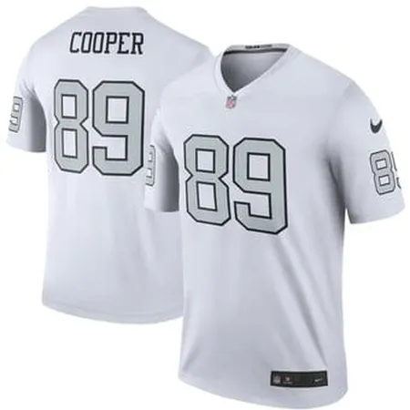 Camisa Oakland Raiders branca com n&uacute;mero branco