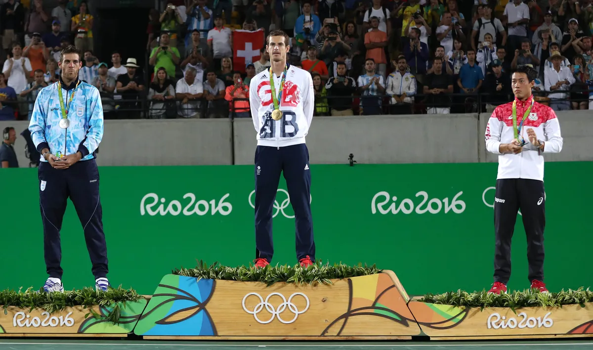 Del Potro, Andy Murray e Kei Nishikori foram medalhistas olímpicos de tênis no Rio de Janeiro, em 2016. Um marco na história do tênis brasileiro (Iconsport)