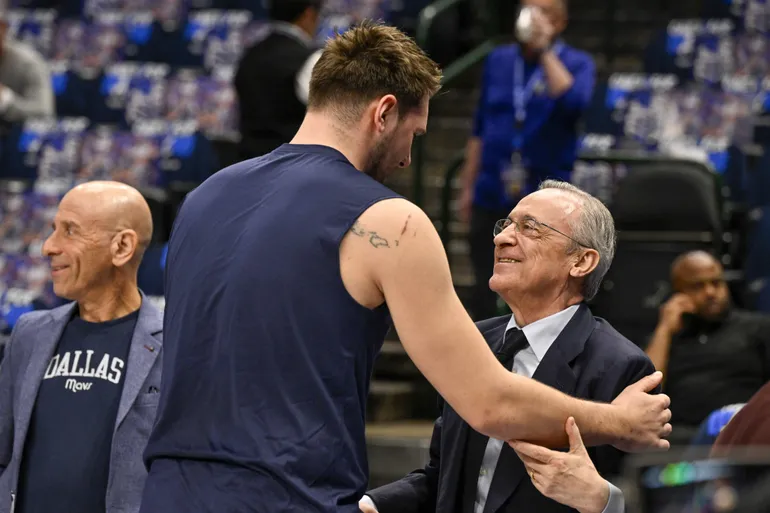 (Vídeo) Presidente do Real Madrid visita NBA e ganha presente especial de Luka Doncic