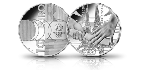 The Paris 2024 The Official Countdown Silver Coin Set - Hexagonal coin