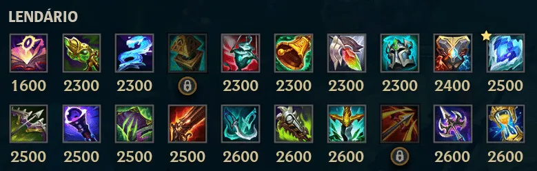 lista itens lendarios lol