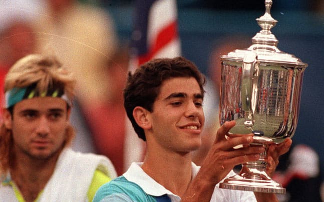 Pete Sampras e Andre Agassi na final do US Open de 1990