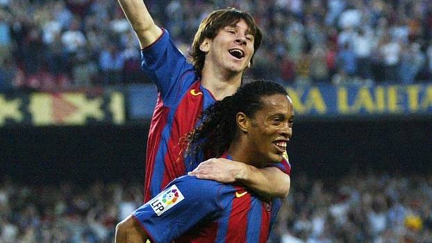 Messi e Ronaldinho no Barcelona