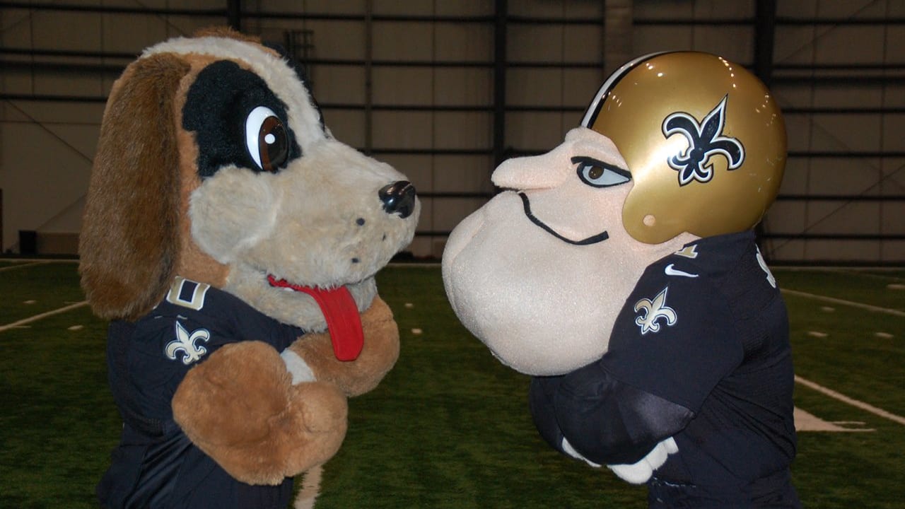 Gumbo e Sir Saint mascotes do New Orleans Saints