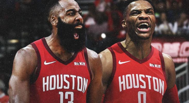 James Harden e Russell westbrook no Houston Rockets