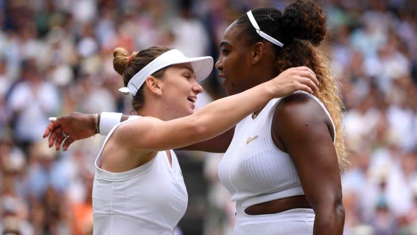 Simona Halep e Serena Williams em Wimbledon