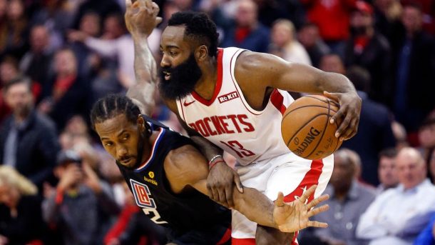 James Harden contra marcação individual de Kawhi Leonard na NBA