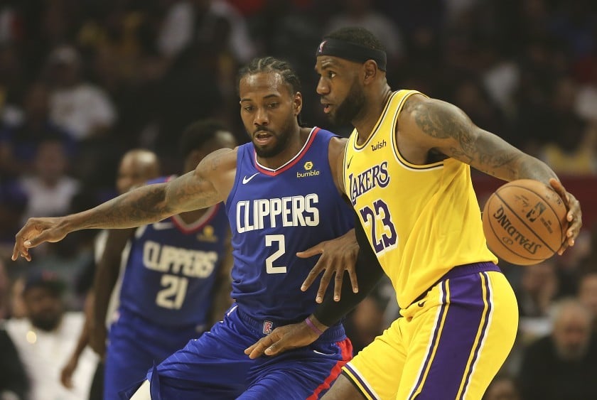 NBA League Pass jogo Lakers x Clippers com LeBron James e Kawhi Leonard