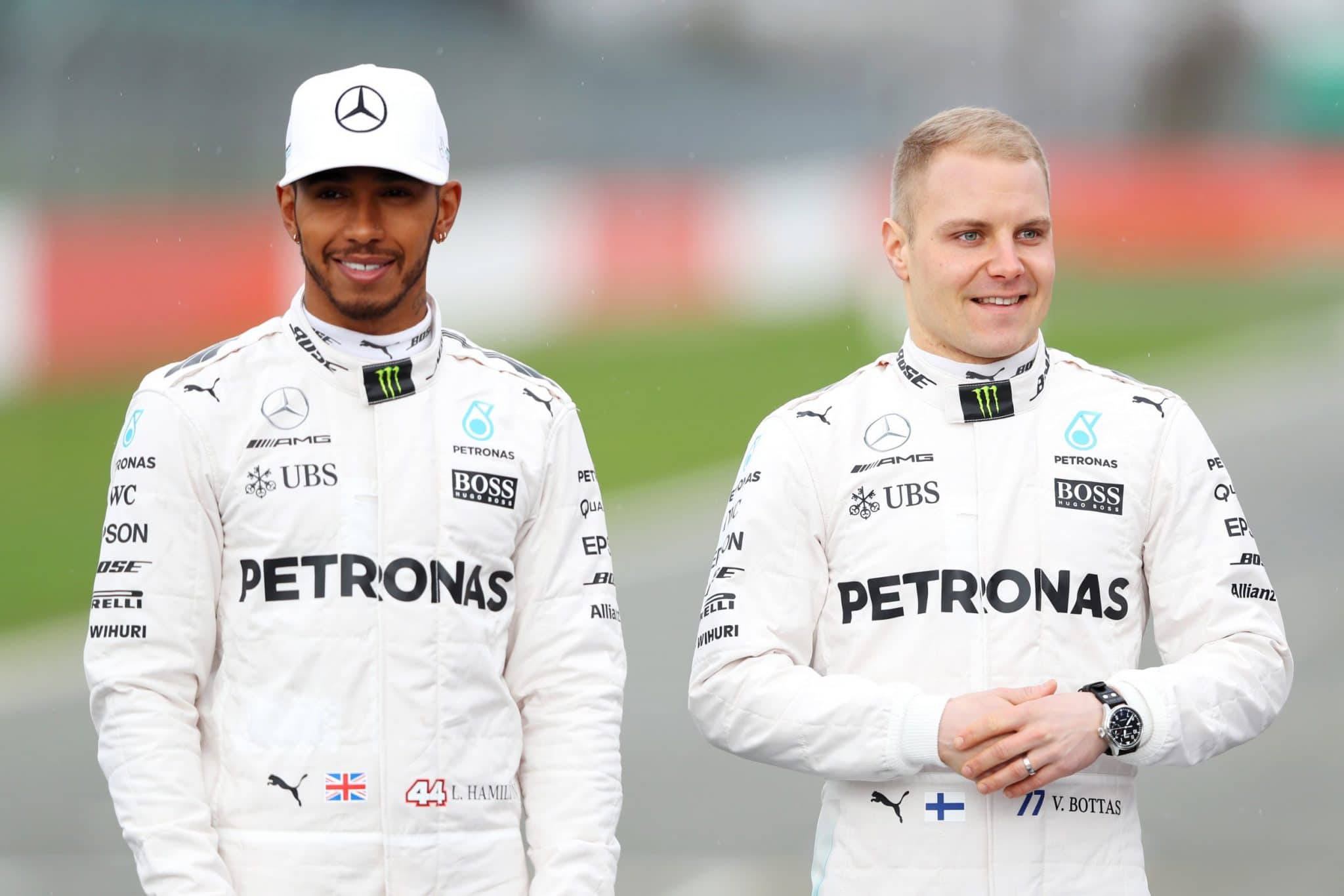 Lewis Hamilton e Vatteri Bottas na Mercedes F1