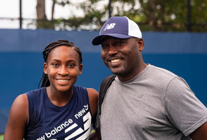 Coo Gauff e o pai e treinador Corey Gauff