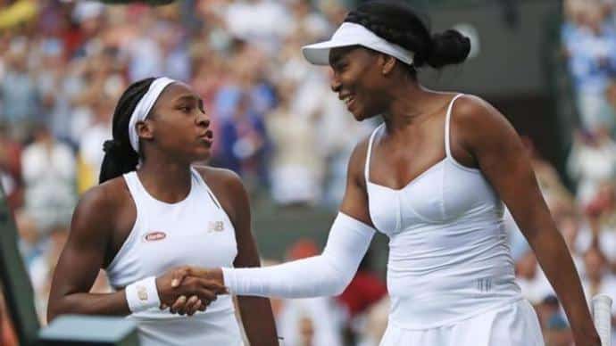 Coco Gauff e Venus Williams em Wimbledon 2019