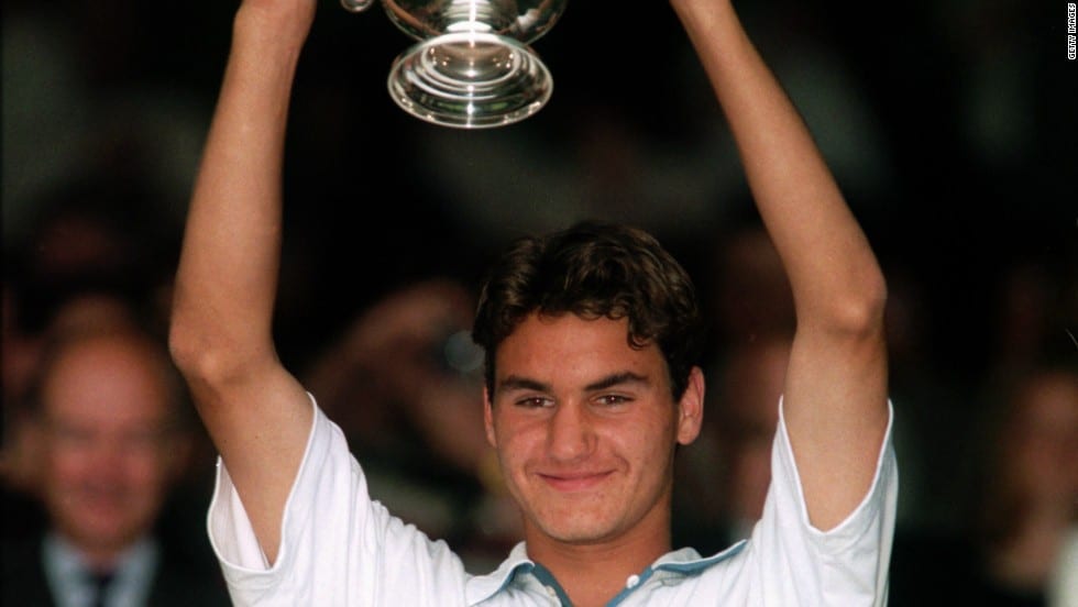 Roger Federer campeão do torneio juvenil de Wimbledon em 1998