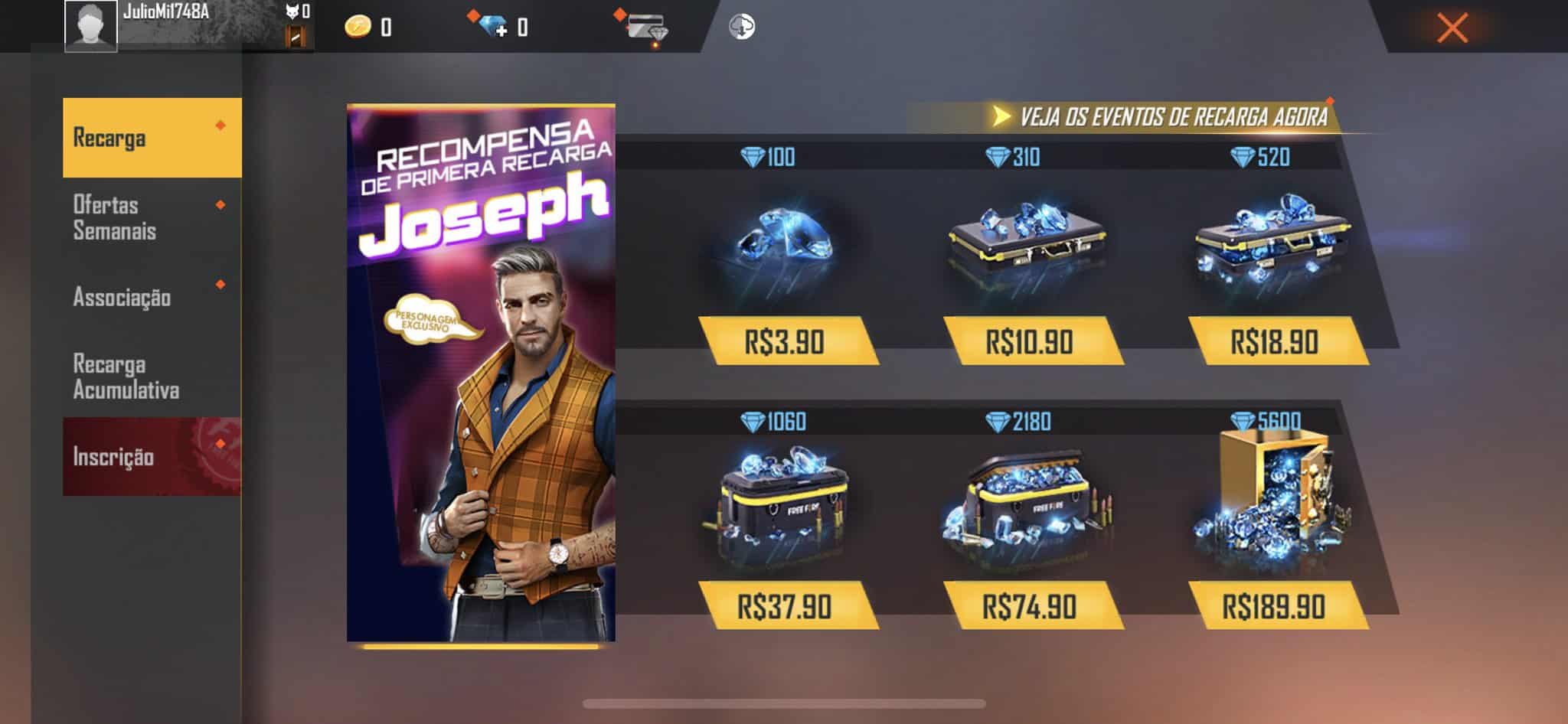 preços diamantes free fire iphone