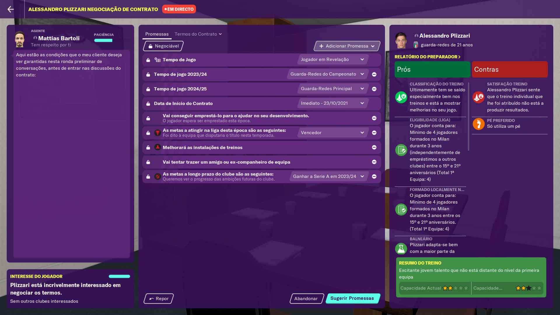 plano de carreiro football manager
