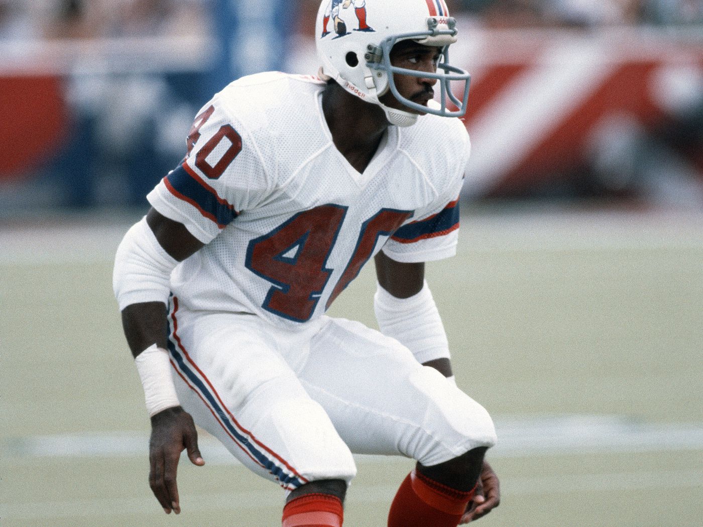 Mike Haynes durante jogo do New England Patriots