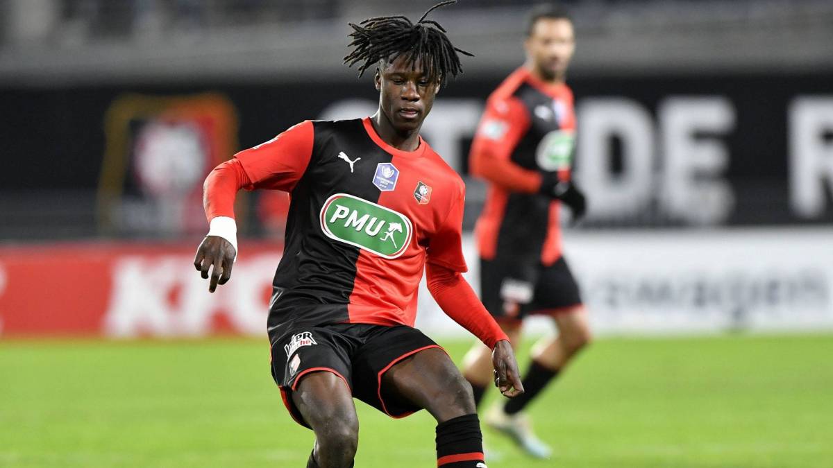 Camavinga durante jogo do Rennes