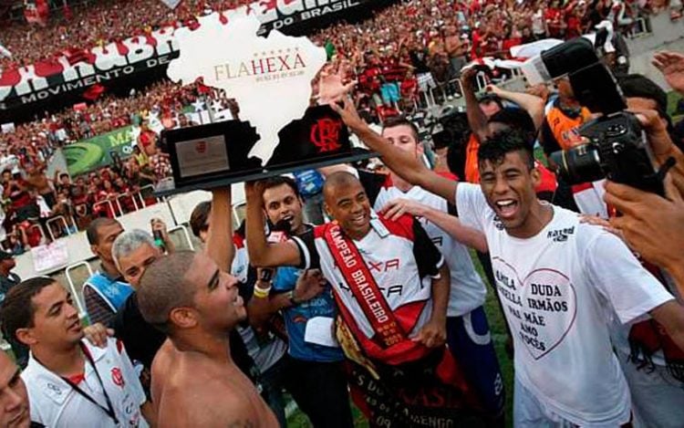 Comemoração dos jogadores do Flamengo em 2009