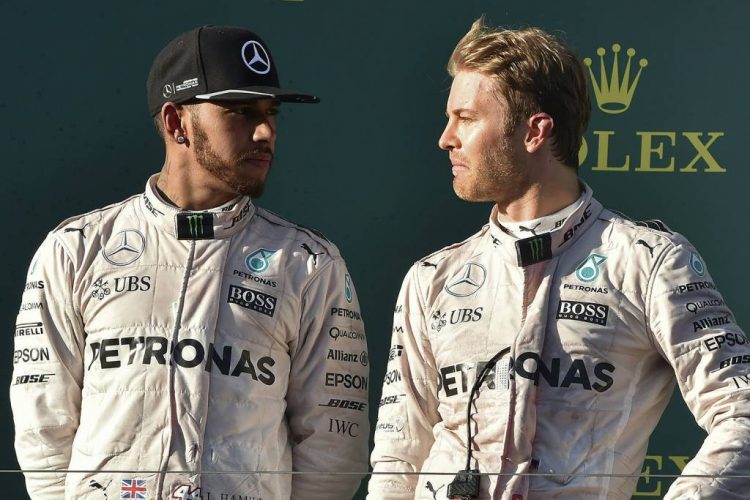 Hamilton e Rosberg no pódio