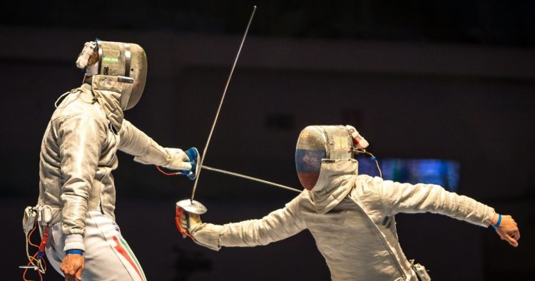 Partida de esgrima durante as Olimpíadas