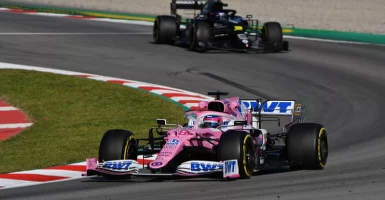 "Mercedes Rosa" de Lance Stroll, durante os testes de Barcelona em 2020. Foto: Mark Sutton/ Motosport Images