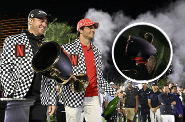 (Vídeo) Piloto da Ferrari é campeão no golfe da Netflix e fez isso com o troféu